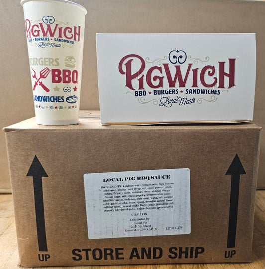 Pigwich Branded Disposables (Sandwich Boxes & Soda Cups & BBQ Sauce)